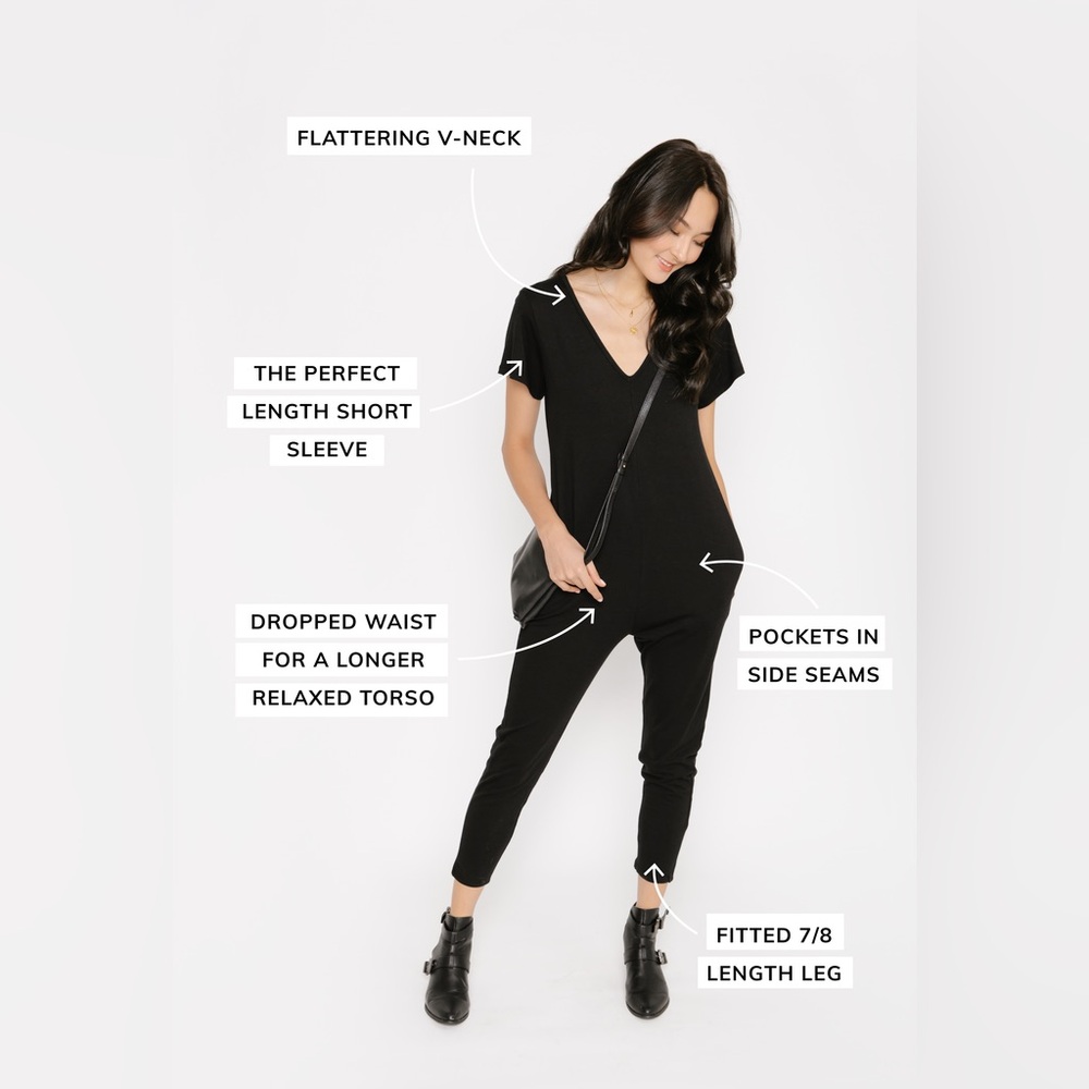 Smash + Tess Sunday Romper Black V-Neck Short Sleeve Size Small - Picture 11 of 16
